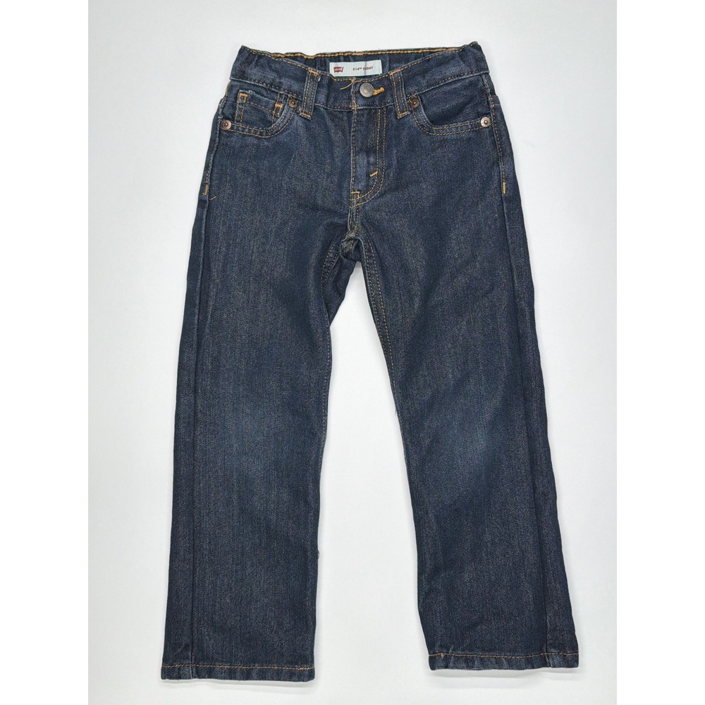 Levi's 514 Straight Dark Wash Denim Jeans Kids Size 5 Regular Adjustable Waist